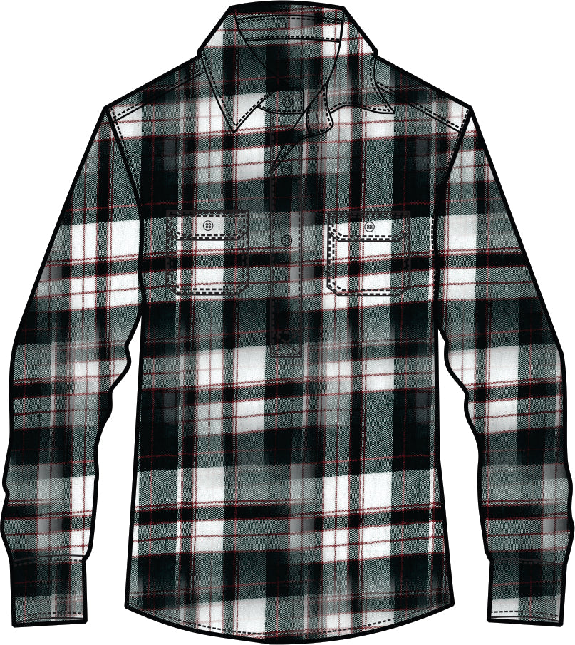 Big Mens Full Button Flannelette Shirt (Red-Navy-White)