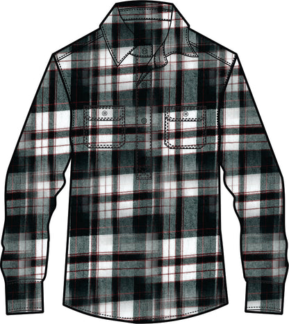 Big Mens Half Button Flannelette Shirt (Red-Navy-White)
