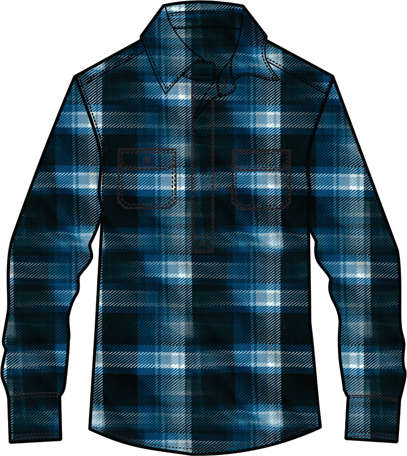 Mens Regular Size Full Button Flannelette Shirt (Blue-White)