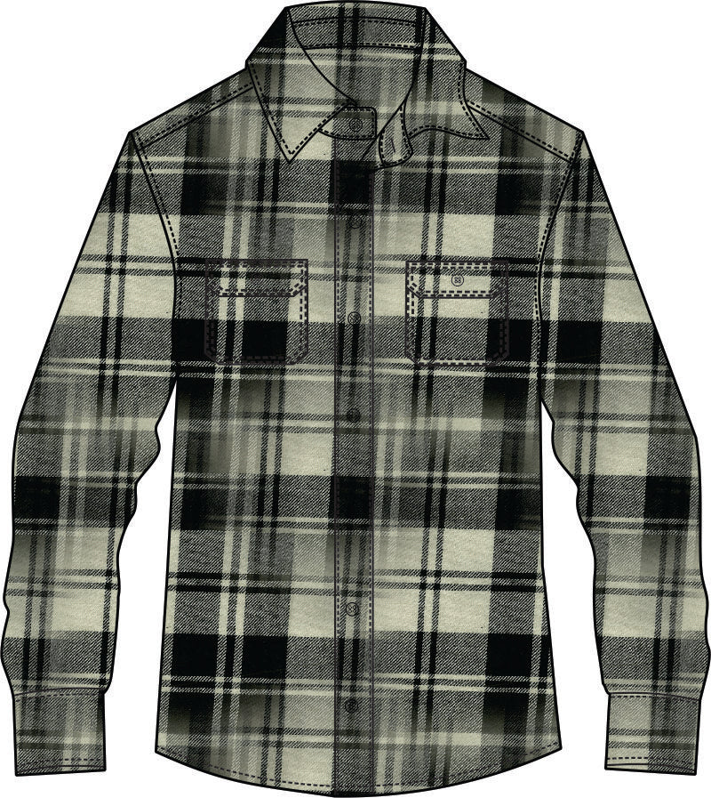 Big Mens Full Button Flannelette Shirt (Bone-Black)