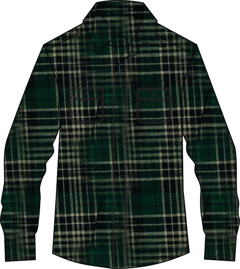 Mens Regular Size Full Button Flannelette Shirt (Green)