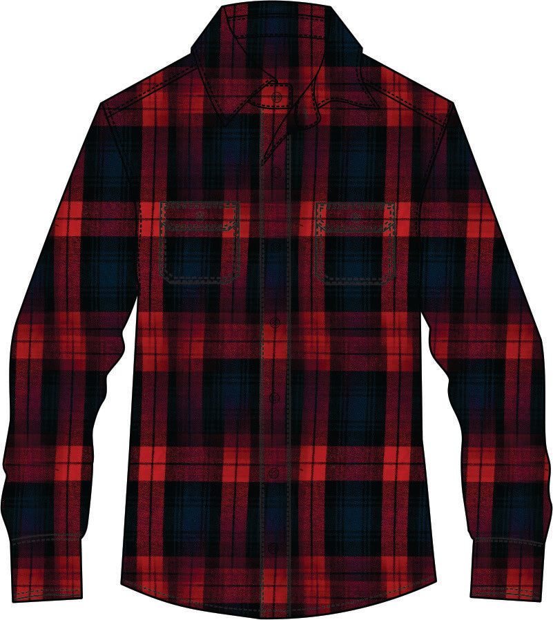 Mens Regular Size Full Button Flannelette Shirt (Red-Blue)