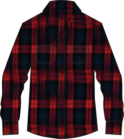 Big Mens Half Button Flannelette Shirt (Red-Blue)