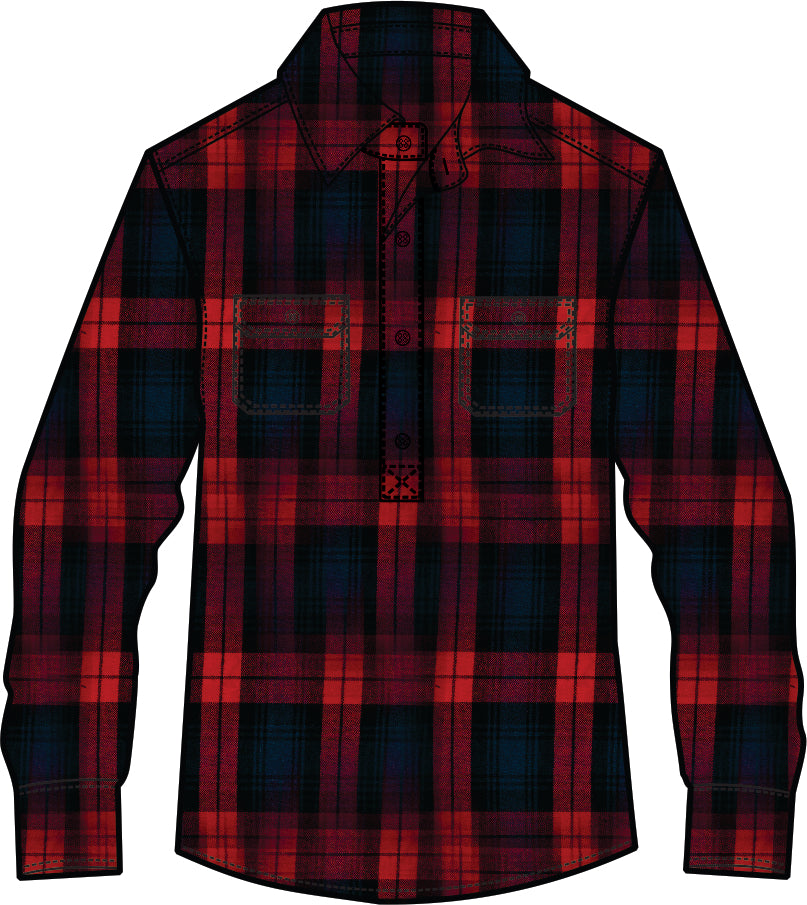 Big Mens Full Button Flannelette Shirt (Red-Blue)