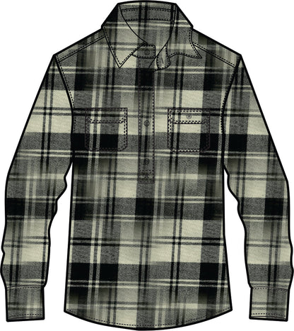 Mens Regular Size Full Button Flannelette Shirt (Bone-Black)